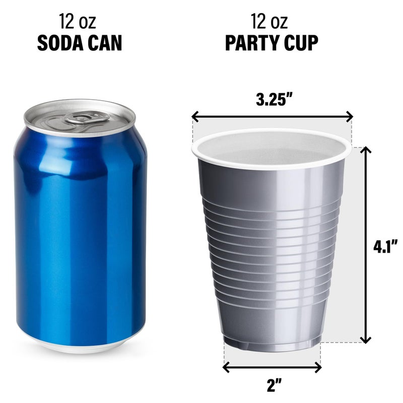 DecorRack Gray Plastic Cups, 12 oz Disposable Cups, Reusable Party Supplies (120 Count) - Image 2